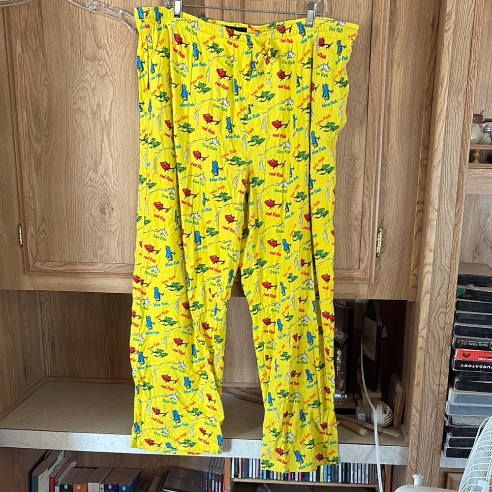 Dr. Seuss Yellow and Red Pajama Bottoms with Playful Print